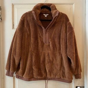 Joy Lab brown Teddy quarter zip